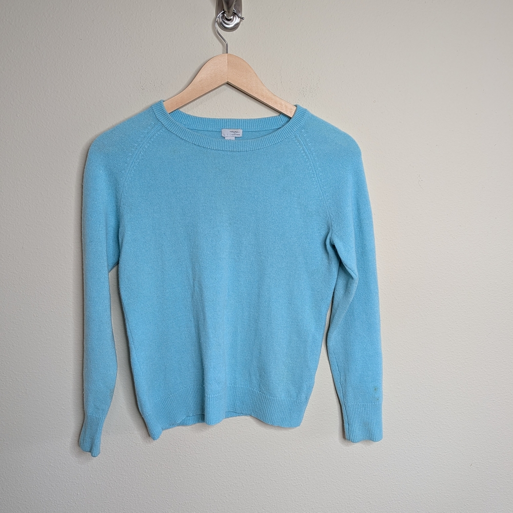 Halogen 100% Cashmere Sweater Small Petite Blue Crewneck Lightweight